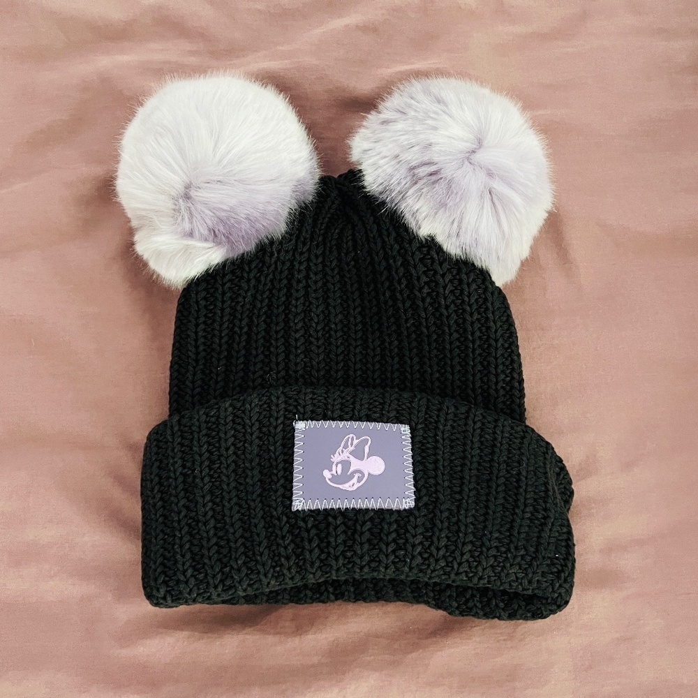 Disney x Love Your Melon - Minnie Mouse Beanie with Purple Poms,  Brand New!
